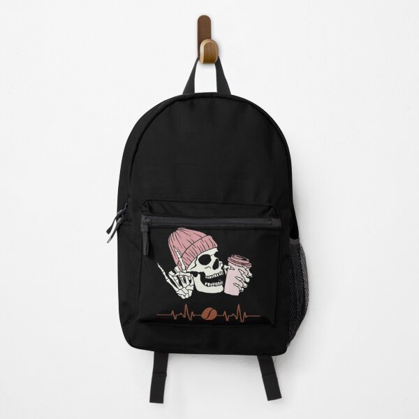 Item preview, support for coffee lovers, Coffee Heartbeat and skull designed and sold by NaaEchDesign ⭐⭐⭐⭐⭐.