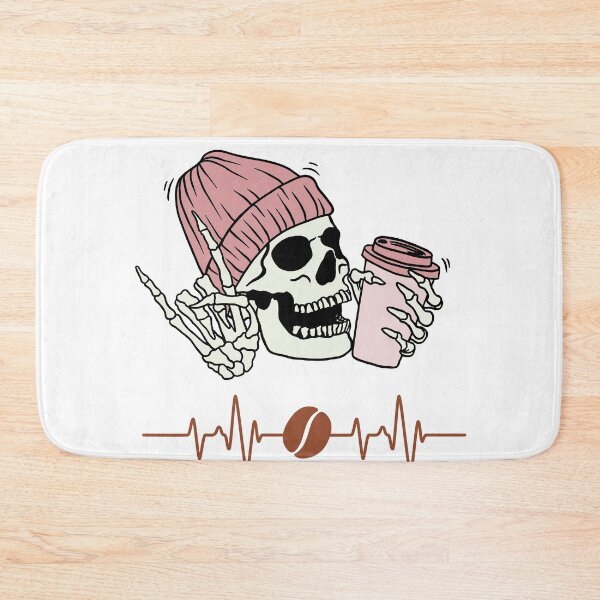 Item preview, support for coffee lovers, Coffee Heartbeat and skull designed and sold by NaaEchDesign ⭐⭐⭐⭐⭐.