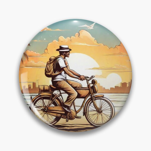 Item preview, Coastal Cycling Serenity: Men on Bicycles Against a Sunset Seascape designed and sold by Fenomena Designs.