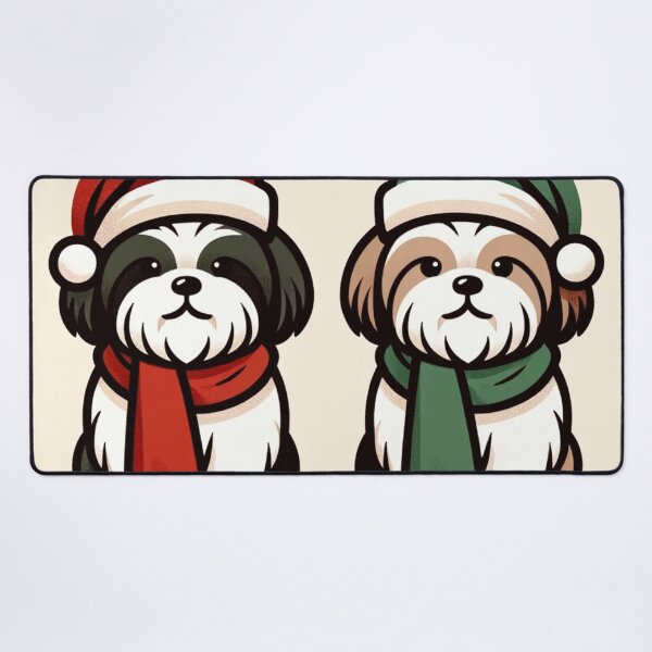 Item preview, Cute Christmas Shih Tzu Puppies in Santa Hats Illustration designed and sold by cybercanvasmuse.