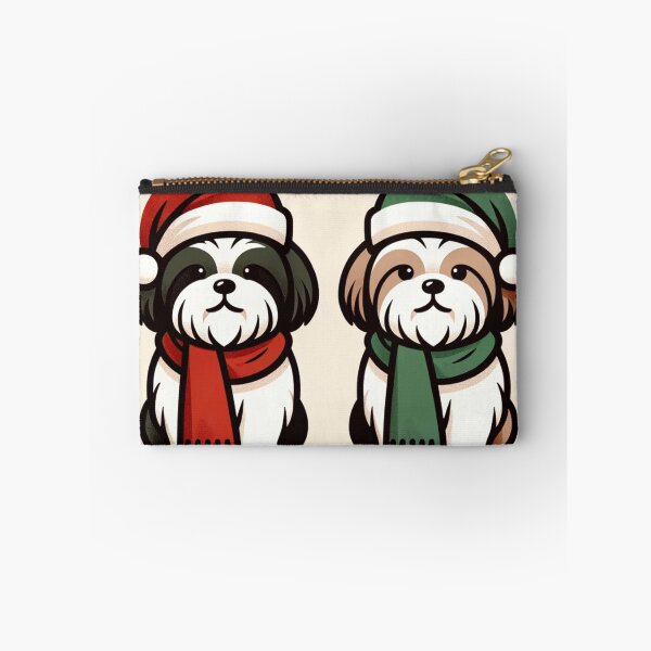 Item preview, Cute Christmas Shih Tzu Puppies in Santa Hats Illustration designed and sold by cybercanvasmuse.