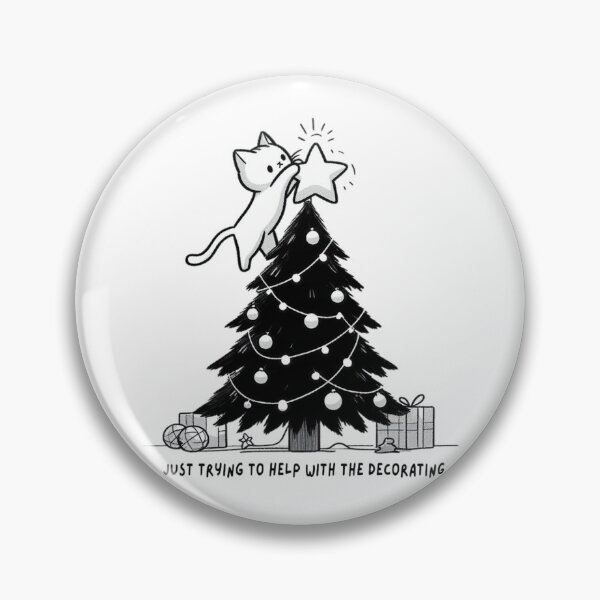 Item preview, Cat & Christmas Tree. Just Trying to Help with the Decorating designed and sold by OB Print.