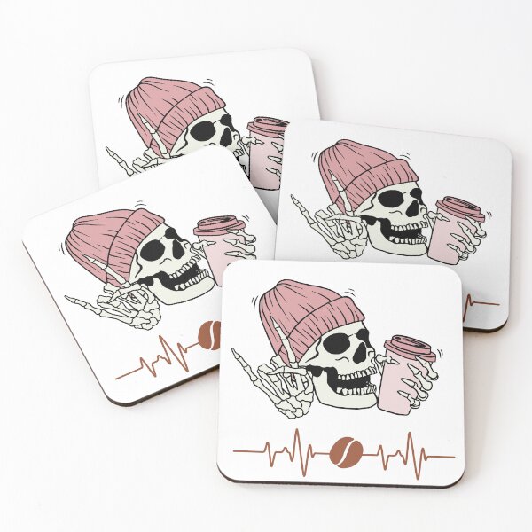 Item preview, support for coffee lovers, Coffee Heartbeat and skull designed and sold by NaaEchDesign ⭐⭐⭐⭐⭐.