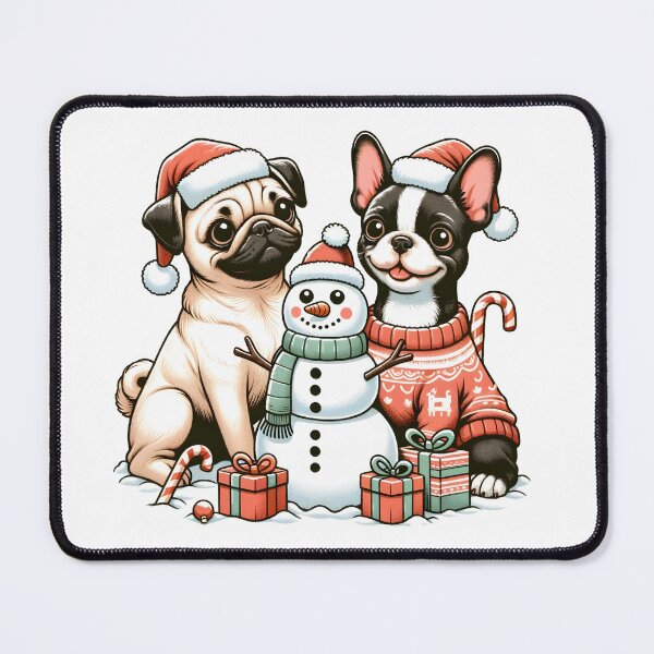 Item preview, Snowy Paws: Pug and French Bulldog Frolic designed and sold by EpicPaws.