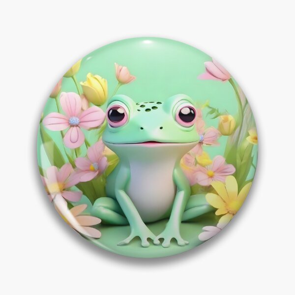 Item preview, Pastel Frog with Flowers - Charming and Cute Art designed and sold by Frogs All Mighty  & Friends.