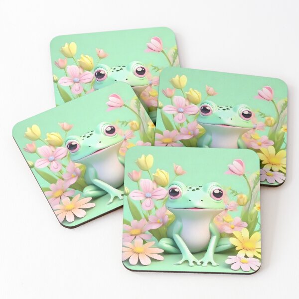 Item preview, Pastel Frog with Flowers - Charming and Cute Art designed and sold by Frogs All Mighty  & Friends.