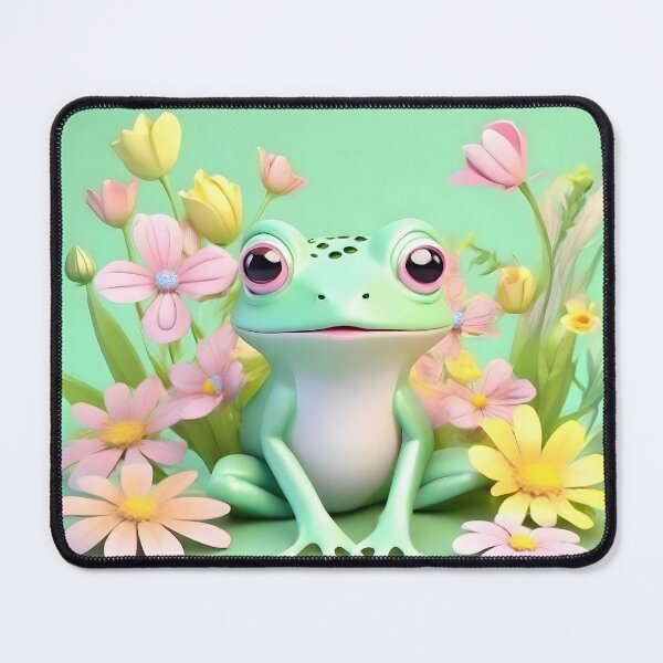 Item preview, Pastel Frog with Flowers - Charming and Cute Art designed and sold by Frogs All Mighty & Friends.