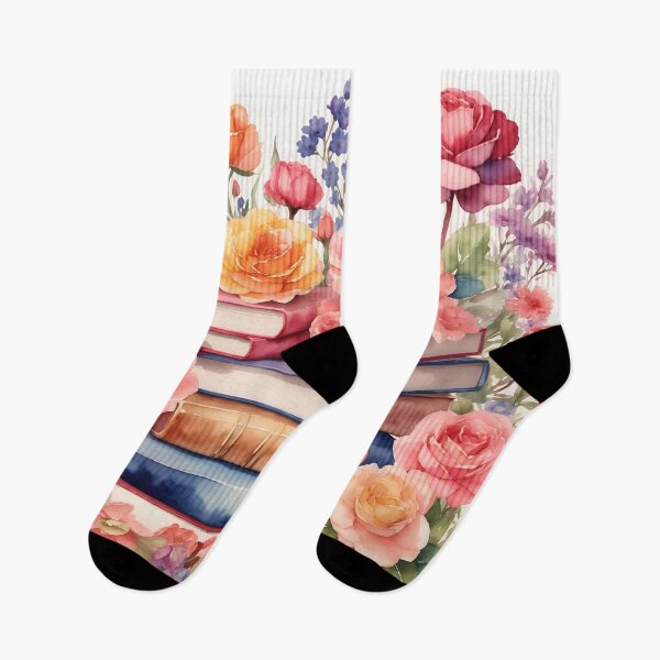Item preview, Floral Harmony with Books Watercolor designed and sold by Neranchara.