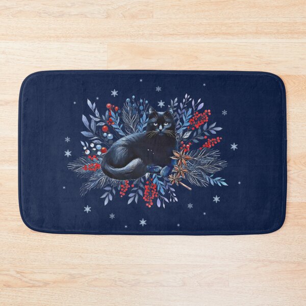 Item preview, Black cat, winter scene, snow, holidays, cat in snow, cat in winter, cat lovers designed and sold by Collagedream.