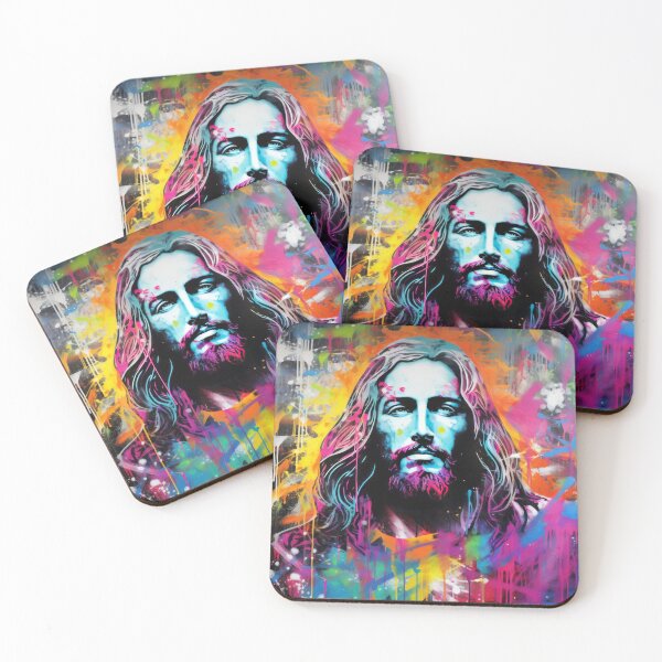 Item preview, Colorful Abstract Jesus - Modern Street Art with Paint Splatter designed and sold by ThatsTheStyle.