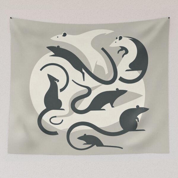 Item preview, Abstract Rat Ensemble Art - Minimalist Rodent Design designed and sold by cybercanvasmuse.