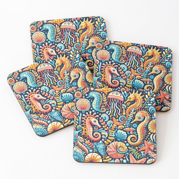Item preview, Colorful Abstract Sea Animals Pattern designed and sold by DoggoTankDesign.