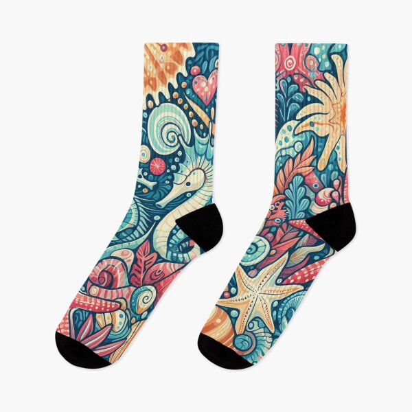 Item preview, Colorful Abstract Sea Animals Pattern II designed and sold by DoggoTankDesign.