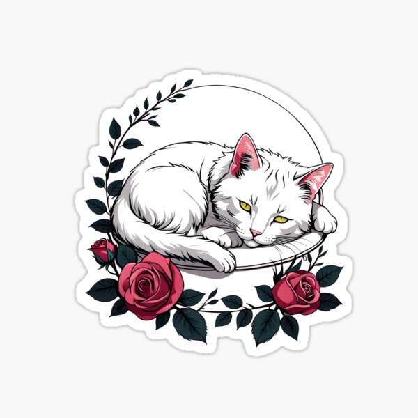 Vista previa del artículo con la obra «lindo gatito blanco», diseñado y vendido por Catophile.