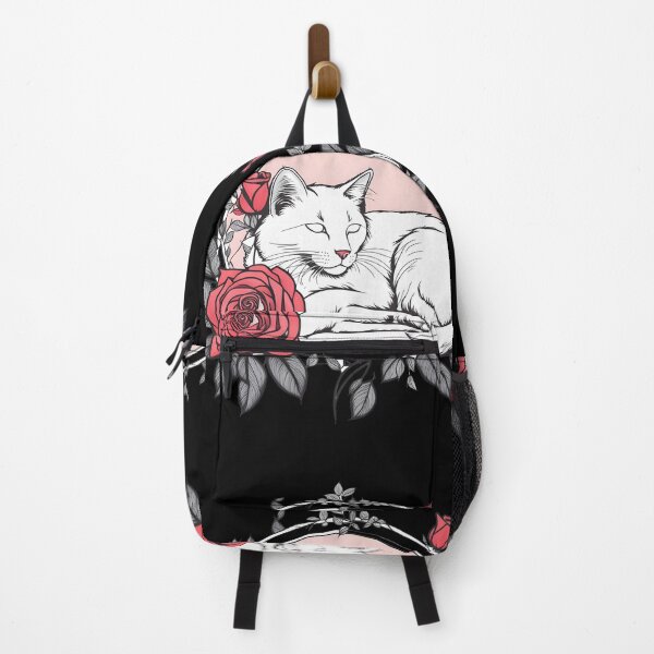 Item preview, White cat woith roses designed and sold by Catophile.