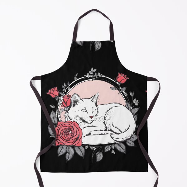 Item preview, White cat woith roses designed and sold by Catophile.