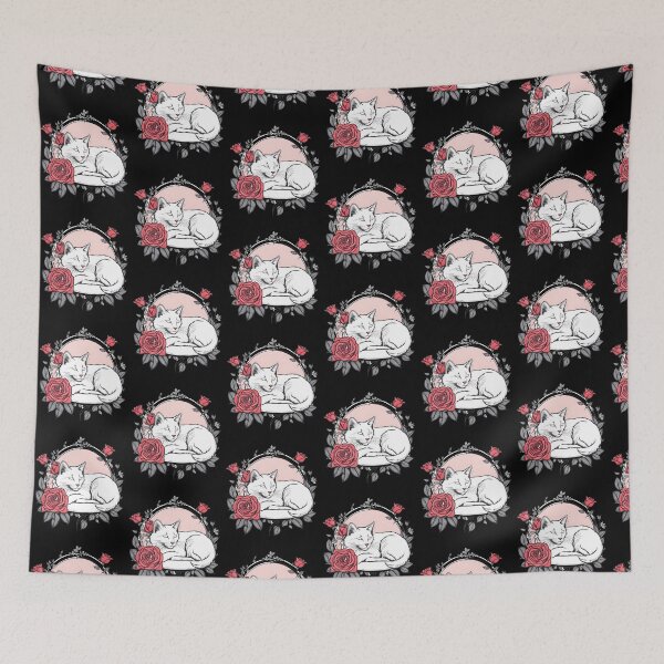 Item preview, White cat woith roses designed and sold by Catophile.