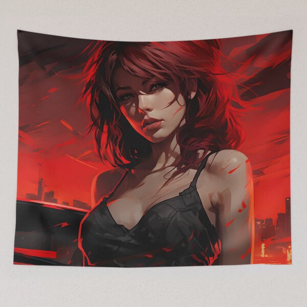 Item preview, Red Radiance: Striking Portrait of a Woman in a Crimson World designed and sold by Cr-AI-tive.