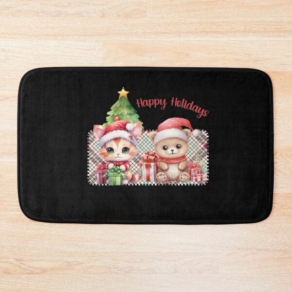 Item preview, Seasonal Snuggles: Christmas Bear, Cat, and Tree on Plaid Delight designed and sold by s-n-s-designs.