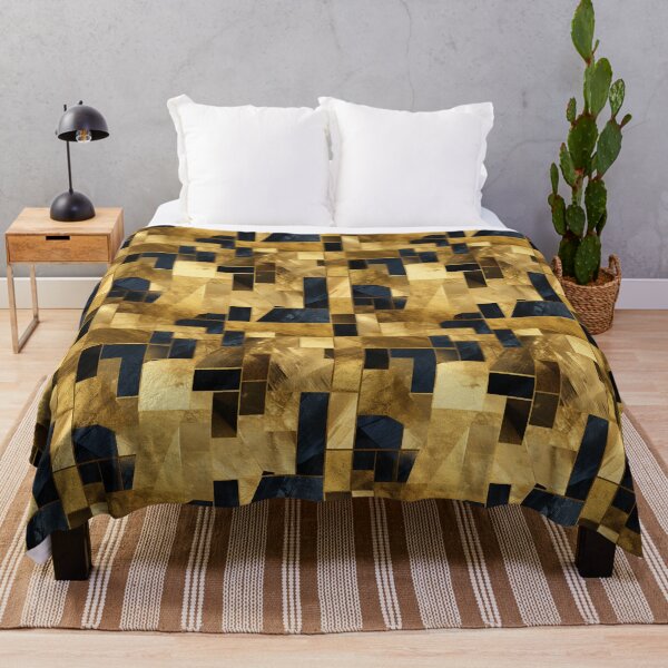 Item preview, Abstract Gold Black Modern Geometric Pattern Trendy Chic Art Decor Shapes Golden designed and sold by adlydesigns.