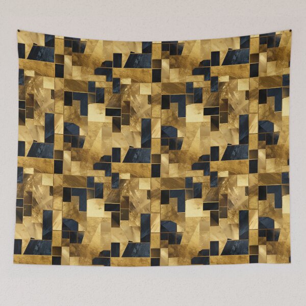 Artikelvorschau, Abstraktes Goldschwarzes modernes geometrisches Muster trendige schicke Kunstdekorformen golden entworfen und verkauft von adlydesigns.
