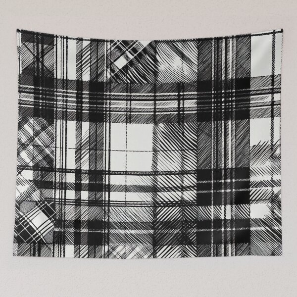 Item preview, Black Sketchy Tarten Pattern designed and sold by DoggoTankDesign.