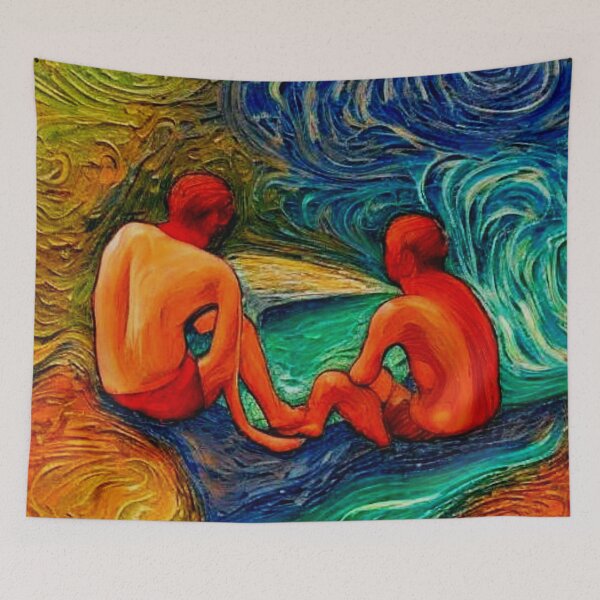Item preview, Sitting by the rock pool designed and sold by George Hutton Hunter.