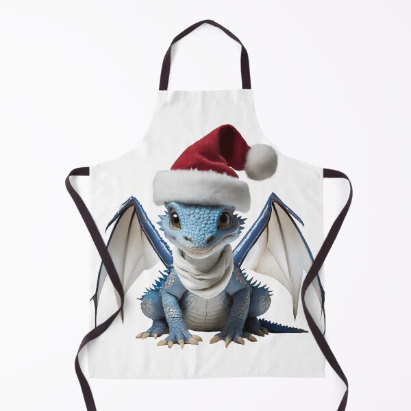Item preview, Realistic Artwork of a Cute Blue Baby Dragon Wearing a Red Festive Christmas Hat and Scarf designed and sold by CuteopiaGallery.