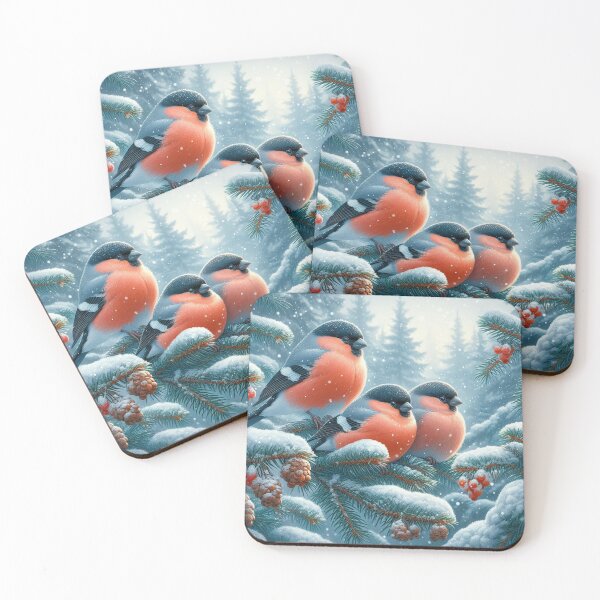 Item preview, Bullfinch Birds in the Winter Aura designed and sold by Azrora.