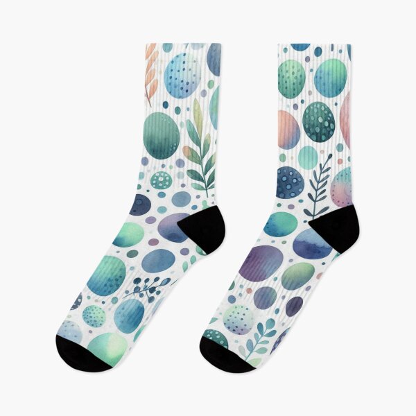 Item preview, Watercolor Polkadot and Leaves Pattern designed and sold by DoggoTankDesign.