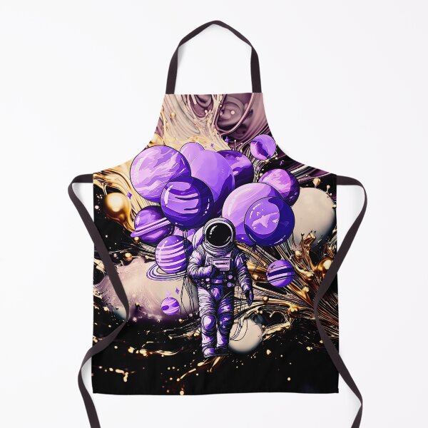 Item preview, Galactic Dreams: Purple Astronaut with Planetary Balloons and a Gold Galaxy  designed and sold by s-n-s-designs.