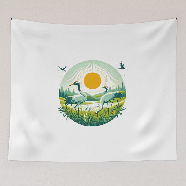 Item preview, Cranes Against the Background of the Sun designed and sold by Azrora.