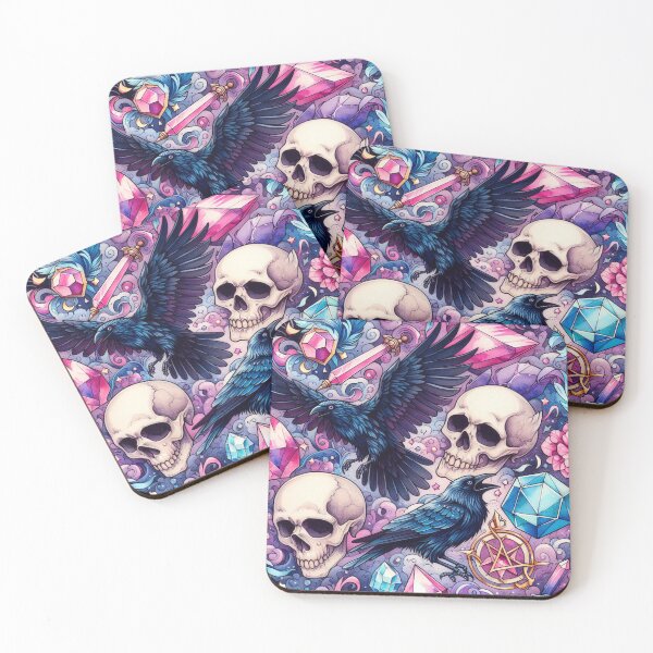 Item preview, Watercolor Skulls and Ravens designed and sold by DoggoTankDesign.