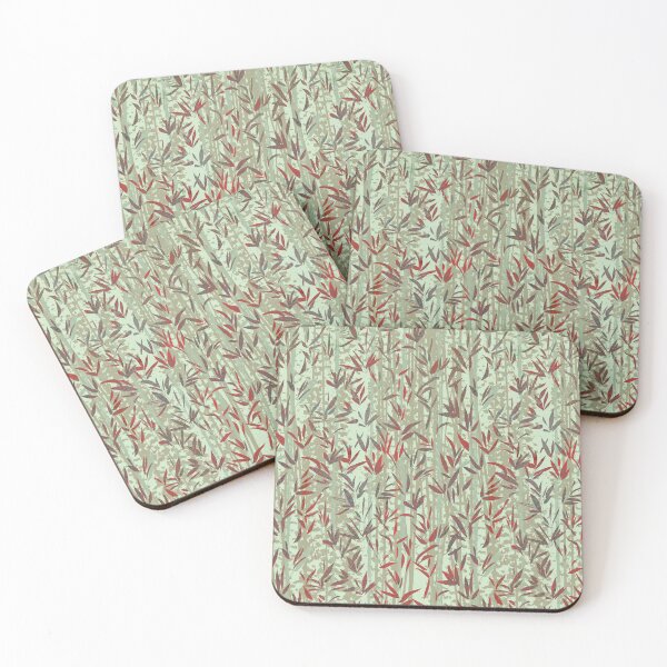 Item preview, Bamboo forest green red designed and sold by Alessandro Remo Mazzoni Remotextiles.