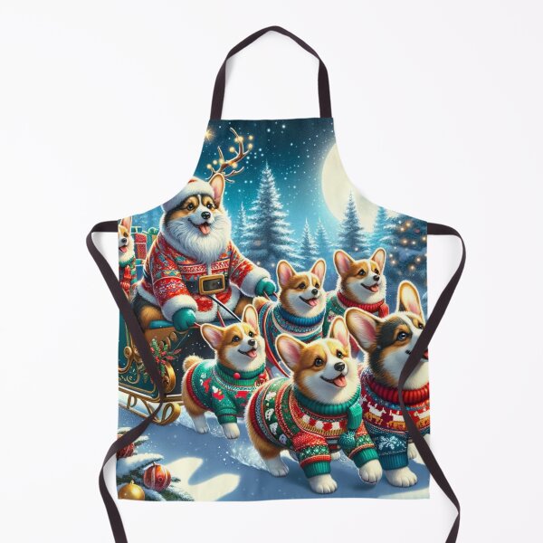 Item preview, Santa Paws and the Merry Corgi Sleigh Team designed and sold by cybercanvasmuse.