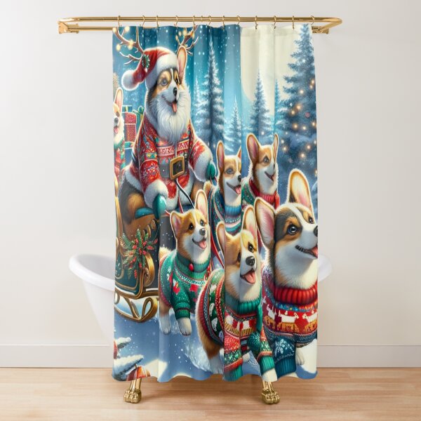 Item preview, Santa Paws and the Merry Corgi Sleigh Team designed and sold by cybercanvasmuse.