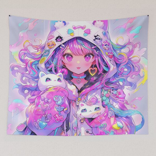 Item preview, Whimsical Neko Pastel Fantasy Anime Girl designed and sold by bubblegoth.