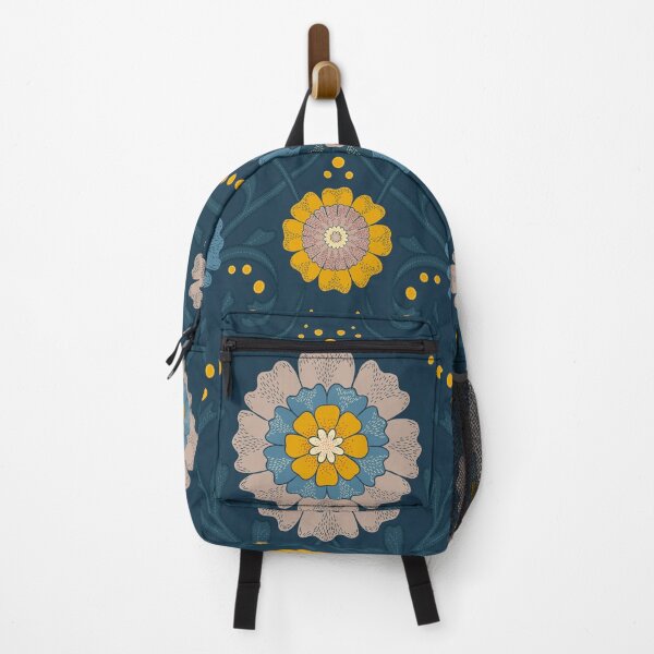 Item preview, 70's Florals - Blue & Deep Yellow designed and sold by Motifany.