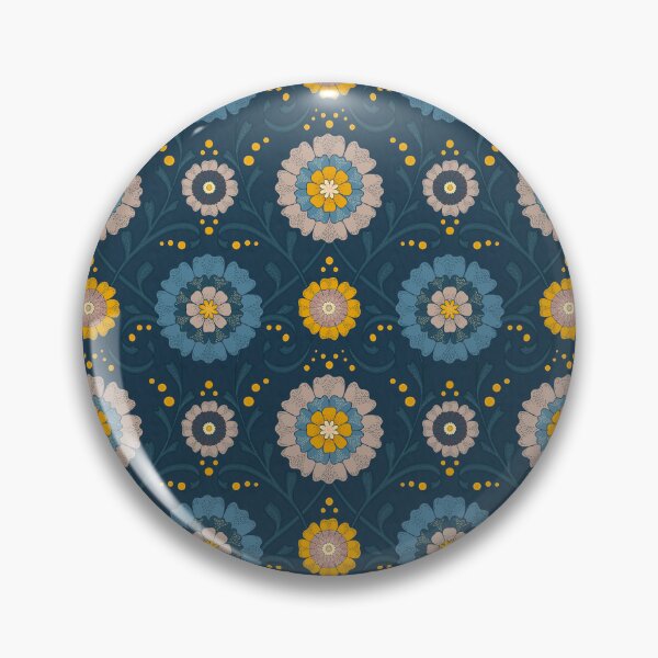 Item preview, 70's Florals - Blue & Deep Yellow designed and sold by Motifany.