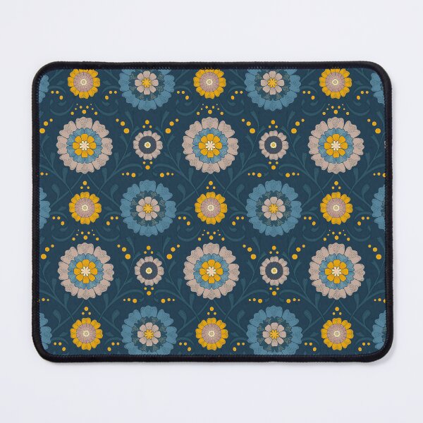 Item preview, 70's Florals - Blue & Deep Yellow designed and sold by Motifany.