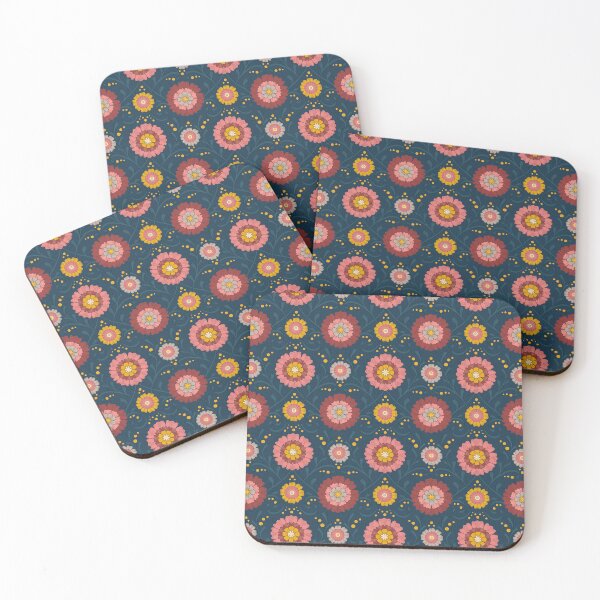 Item preview, 70's Florals - Red & Blue designed and sold by Motifany.
