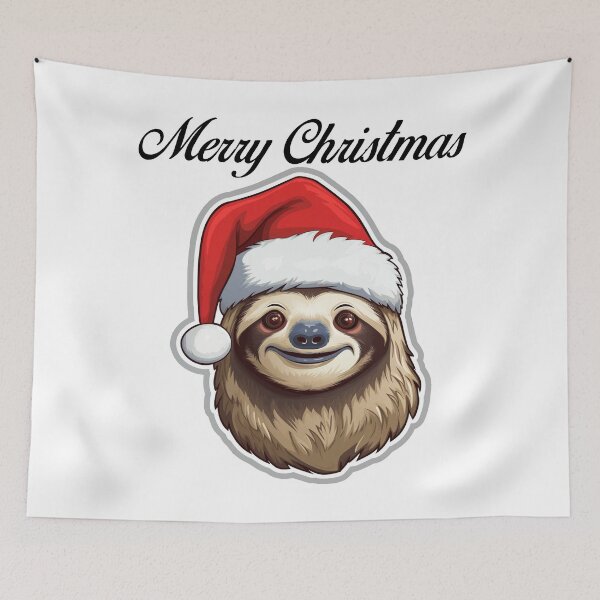 Item preview, Sloth Wearing Santa Hat - Merry Christmas (Black Lettering) designed and sold by VelvetRoom.