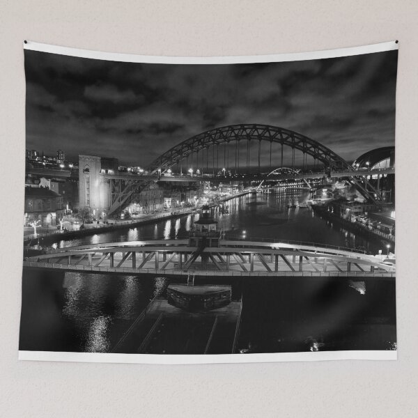 Item preview, The River Tyne at Night - Monochrome designed and sold by Violaman.