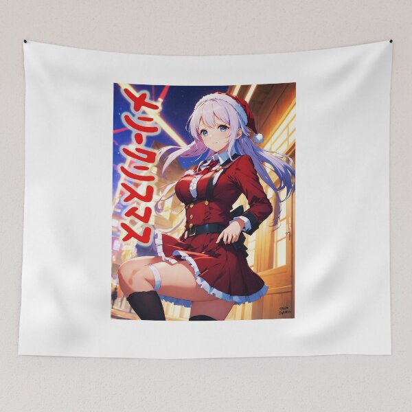 Item preview, School Girl as Santa Claus; Japanese Anime; designed and sold by StickerApe.