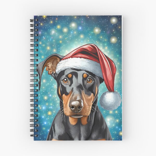 Item preview, Natural ear doberman portrait with santa hat illustration designed and sold by emaotx.