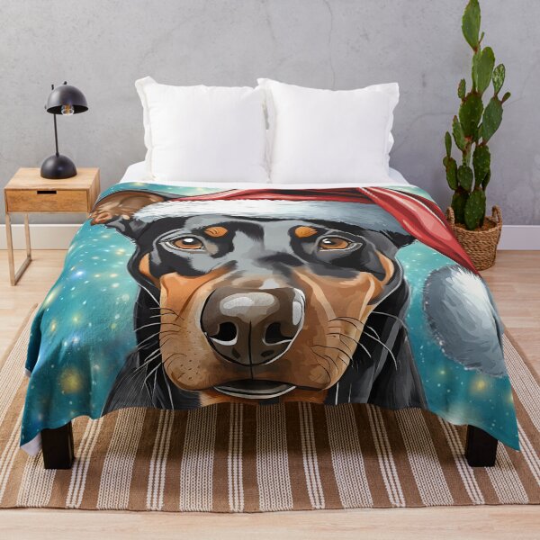 Item preview, Natural ear doberman portrait with santa hat illustration designed and sold by emaotx.