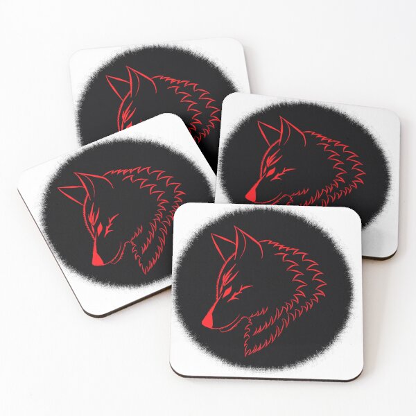 Artikelvorschau, Roter Wolfskopf auf dunklem Hintergrund entworfen und verkauft von ErMa-Designs.