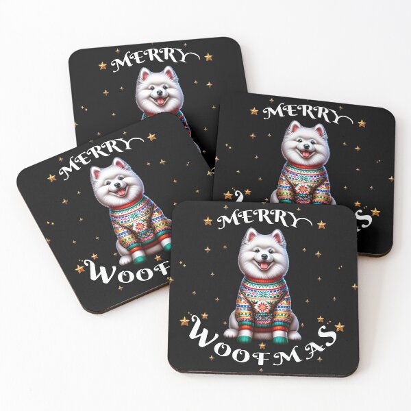 Item preview, Merry Woofmas |Happy American Eskimo Dog in Ugly Christmas Festive Sweater designed and sold by TheMostLikely.