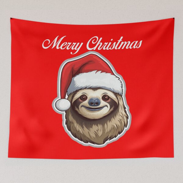 Item preview, Sloth Wearing Santa Hat - Merry Christmas (White Lettering) designed and sold by VelvetRoom.