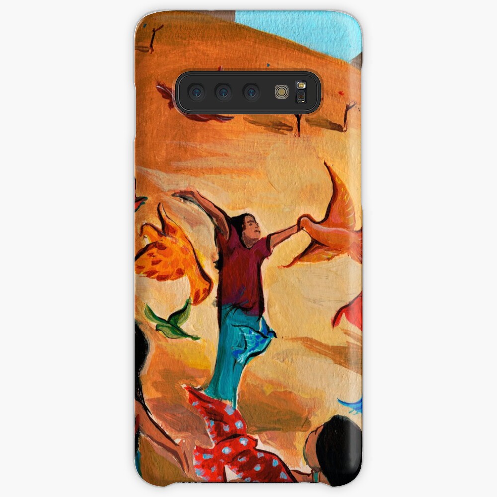 Happy children with Painted birds children's book Illustration Case & Skin for Samsung Galaxy